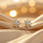 Load image into Gallery viewer, EFC54266. 14K Solid Gold Diamond Star Studs