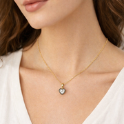 CMJ00350. 14K Solid Gold Heart-Shaped Lab Diamond Charm