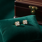 Load image into Gallery viewer, EFF51699. 14K Solid Yellow Gold Diamond Flower Studs