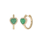 Load image into Gallery viewer, CE96390. 14k Solid Gold Diamond and Gemstone Heart Hoops
