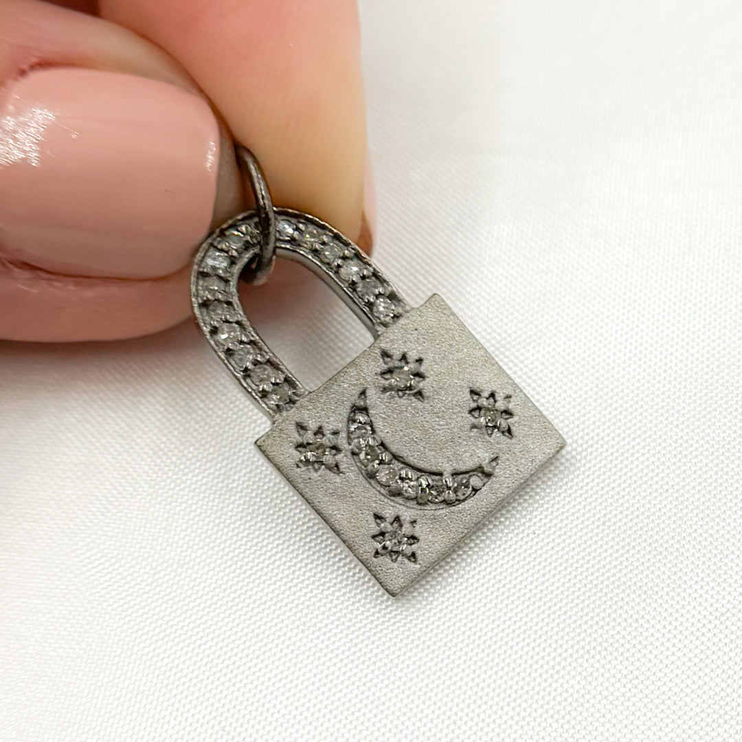 DC529. Diamond Sterling Silver Lock Pendant