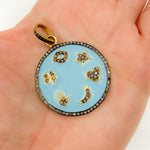 Load image into Gallery viewer, DP417A. Diamond Sterling Silver Round Enamel Pendant
