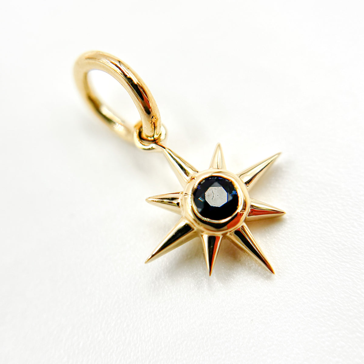 Shop Now 14K Solid Gold Star Charm with Gemstone