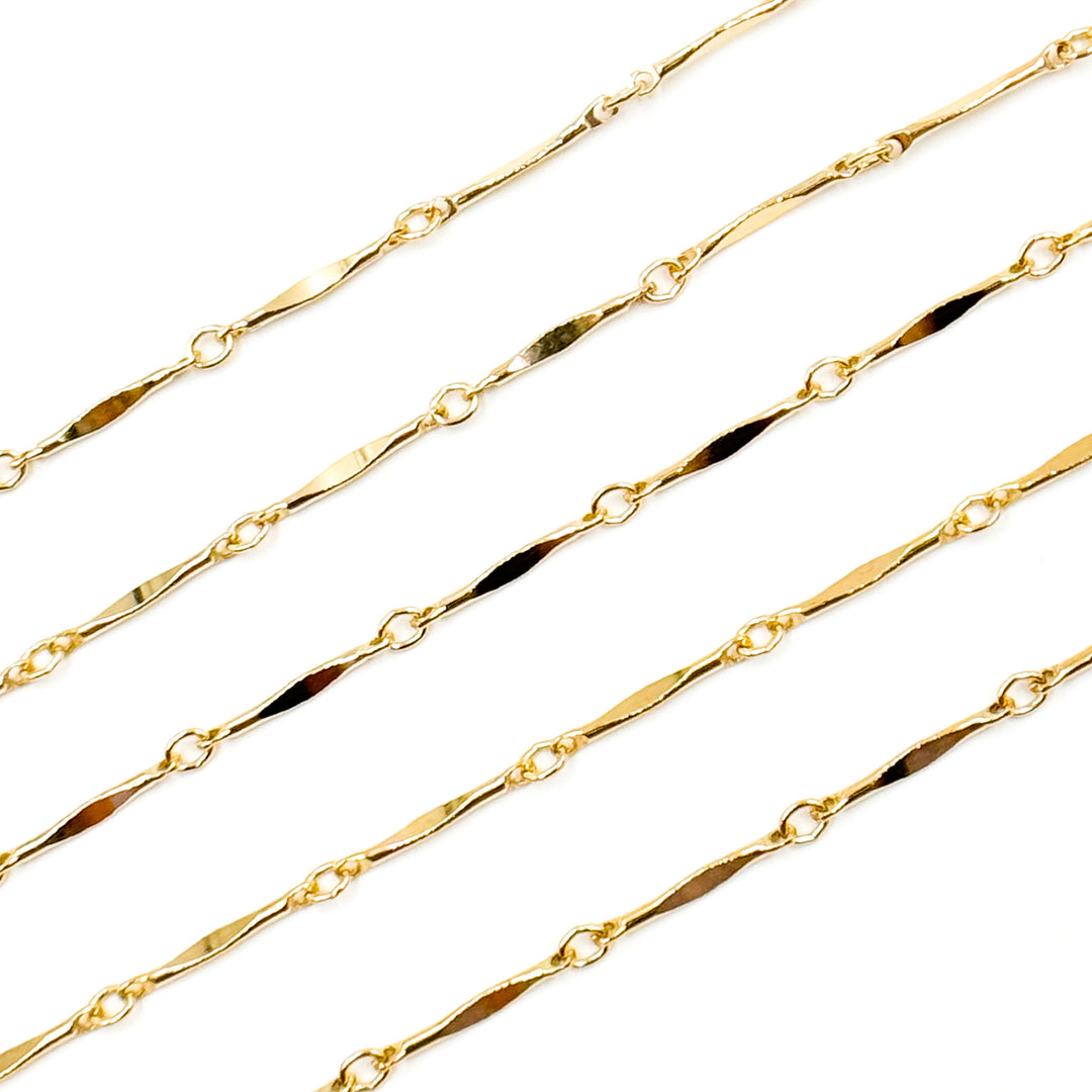 Solid Yellow Gold Dapped Bar Chain
