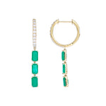 Load image into Gallery viewer, EFE53736. 14k Solid Gold Diamond and Gemstoone Dangle Rectangle Earrings
