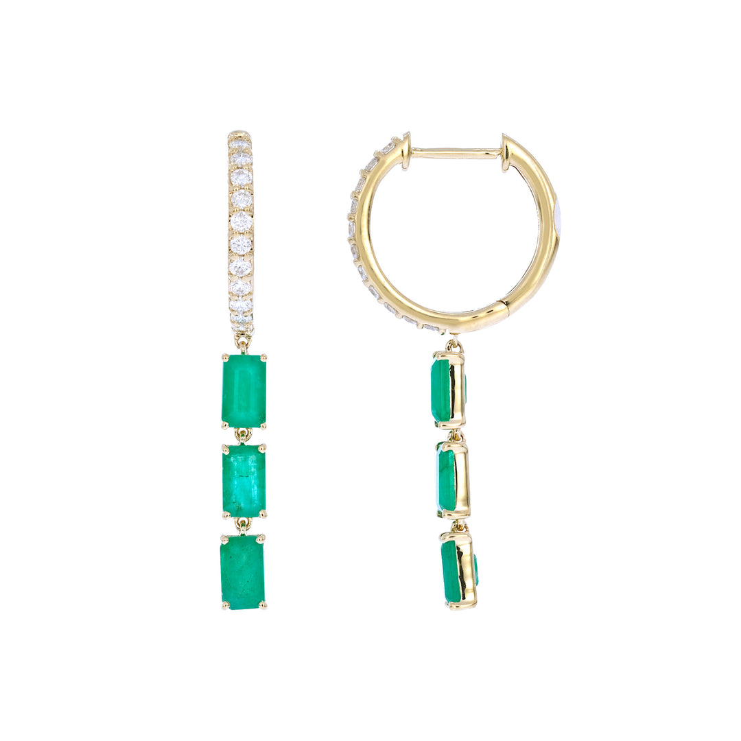 EFE53736. 14k Solid Gold Diamond and Gemstoone Dangle Rectangle Earrings