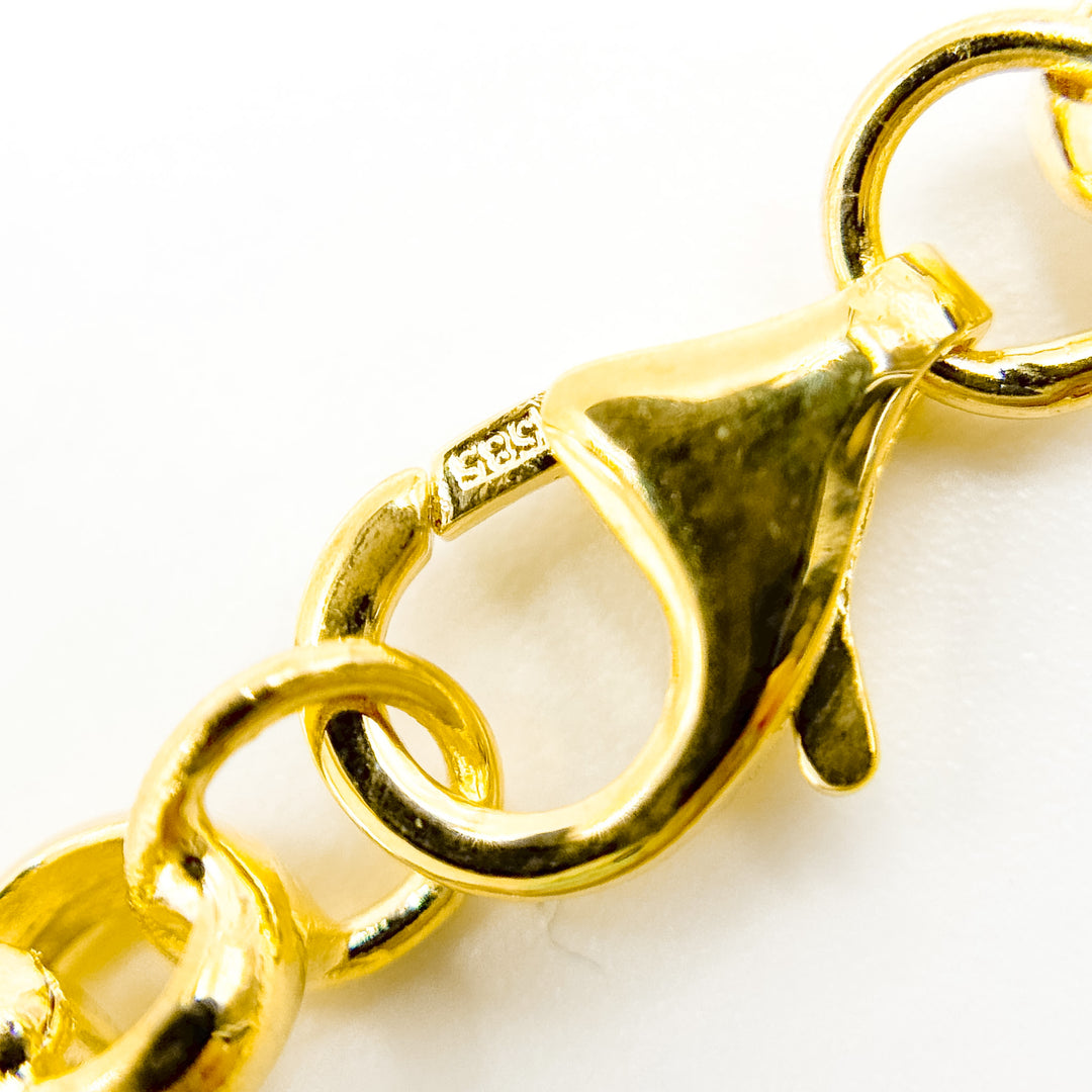 000HVR0064069. 14K Solid Yellow Gold Round Rolo Hollow Fancy Chain Necklace