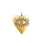 Load image into Gallery viewer, 14K Solid Gold with Diamonds Heart Shape with Evil Eye Charm. GDP23
