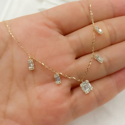 NT401824. 14K Solid Gold Diamond Dangle Necklace