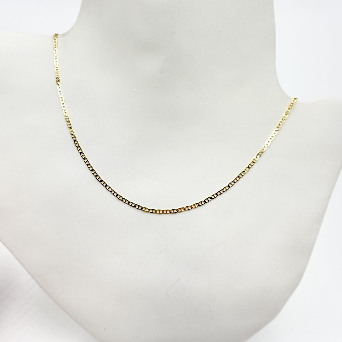 14k Solid Gold Flat Marina Link Chain