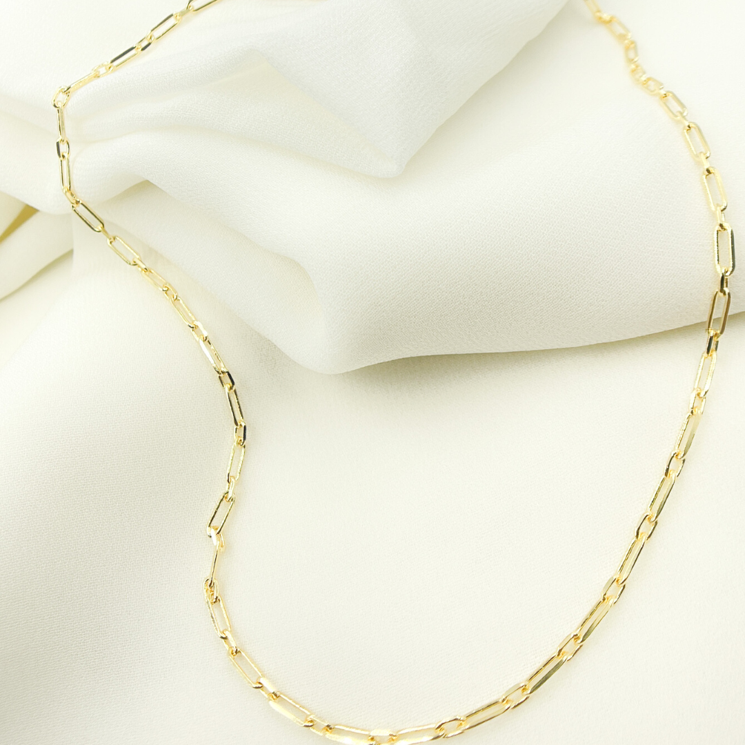 08014588FD. 14K Solid Gold Paperclip Diamond Cut Chain