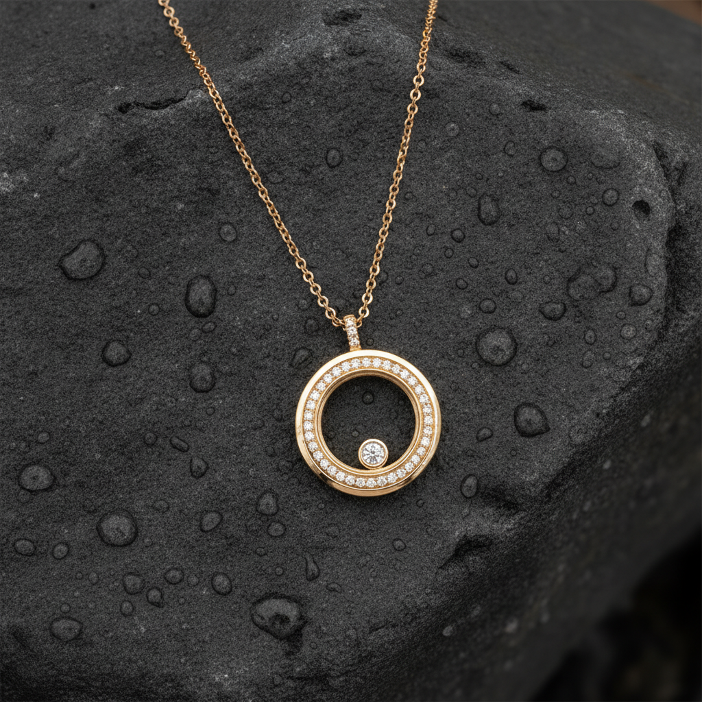 PHD38887. 14K Solid Yellow Gold Chopard Happy Diamond Necklace