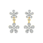 Load image into Gallery viewer, EFM52681. 14K Solid Gold Diamond Baguette Flower Dangle Earrings