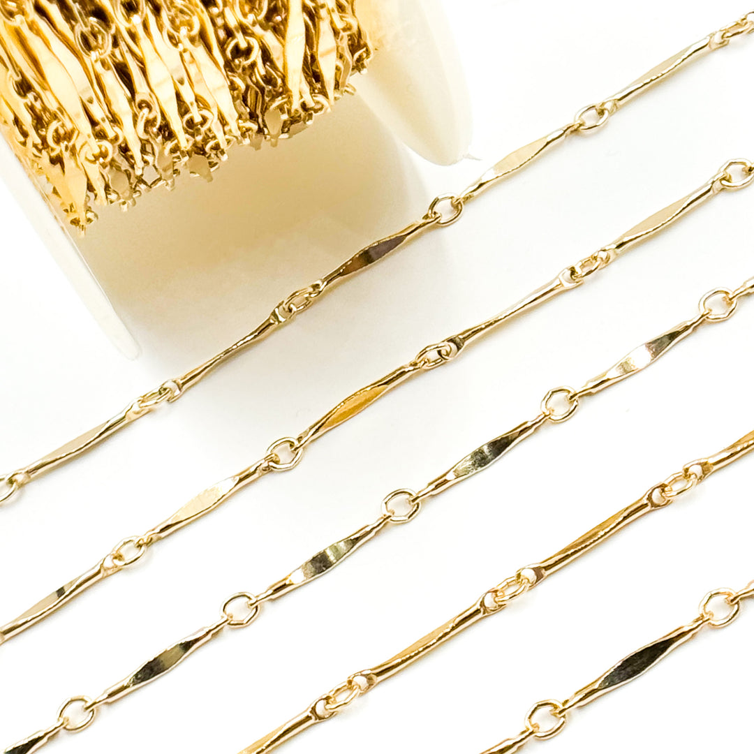Solid Yellow Gold Dapped Bar Chain
