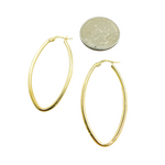 Load image into Gallery viewer, GER53. 14K Solid Gold Oval Shape Hollow Hoop Earrings