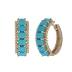 Load image into Gallery viewer, EHZ57696TQ. 14K Solid Gold Turquoise Hoops
