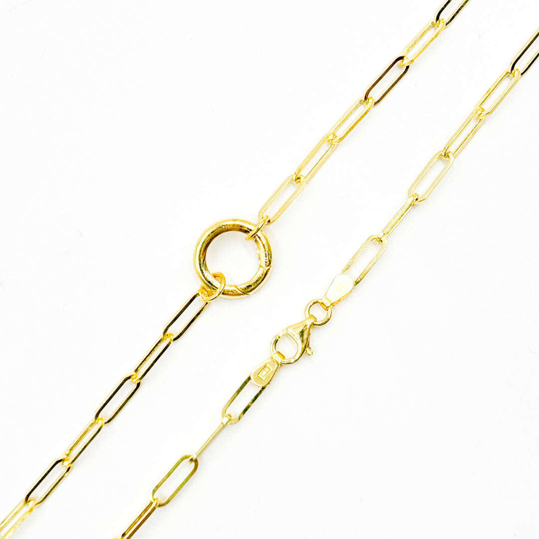 TRE008. 14K Yellow Gold Hollow Flat Paperclip Chain