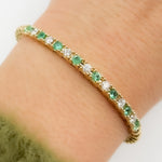Load image into Gallery viewer, BNI68561. 14K Solid Yellow Gold Gemstone and Diamond Fancy Bangle