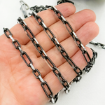 Load image into Gallery viewer, Z103SB. Black Rhodium Sterling Silver Diamond Cut Long &amp; Short Chain
