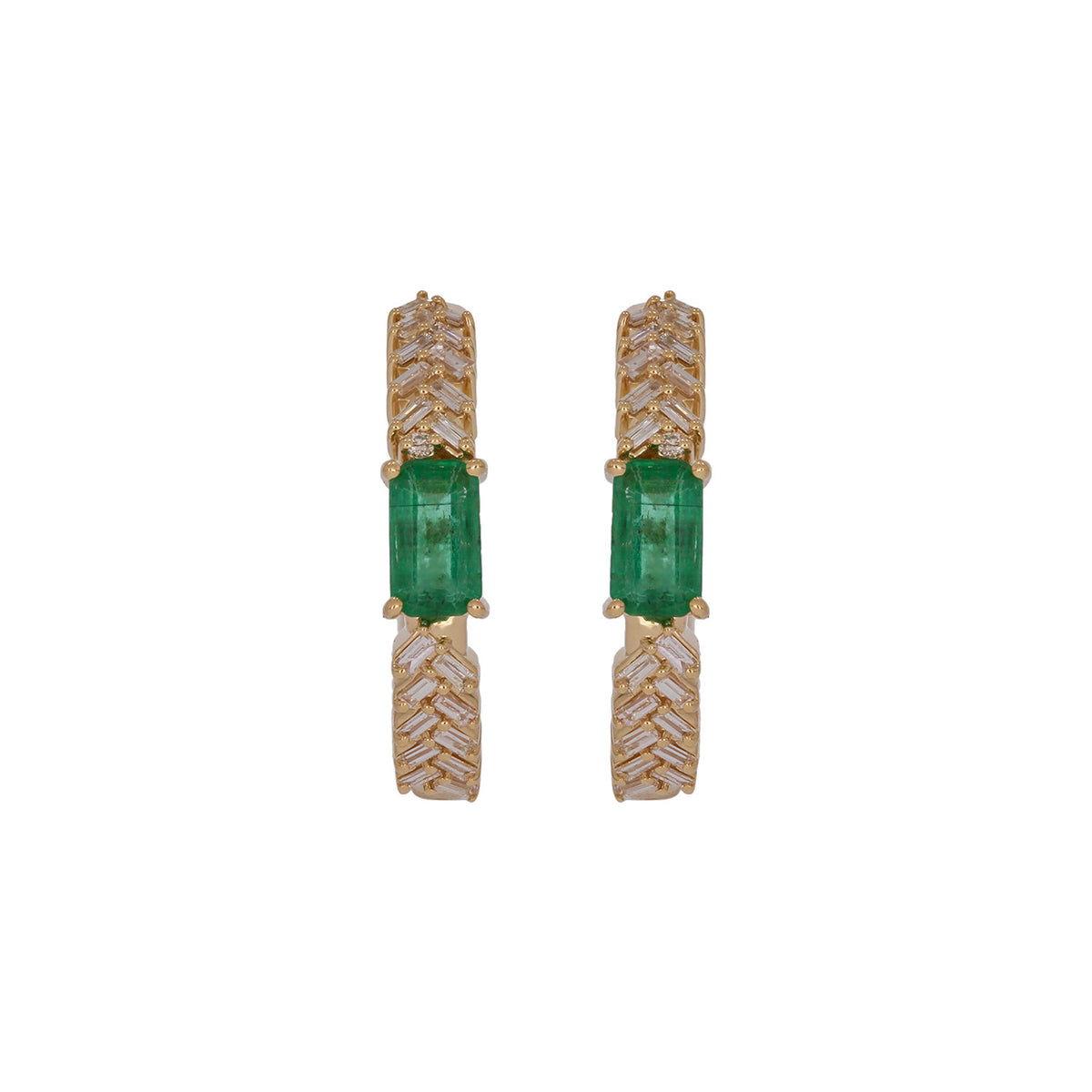 EHF57596. 14K Solid Gold Diamond and Gemstone Fancy Hoop Earrings