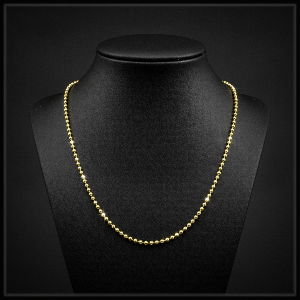 150CP. 14k Solid Yellow Gold Bead Chain