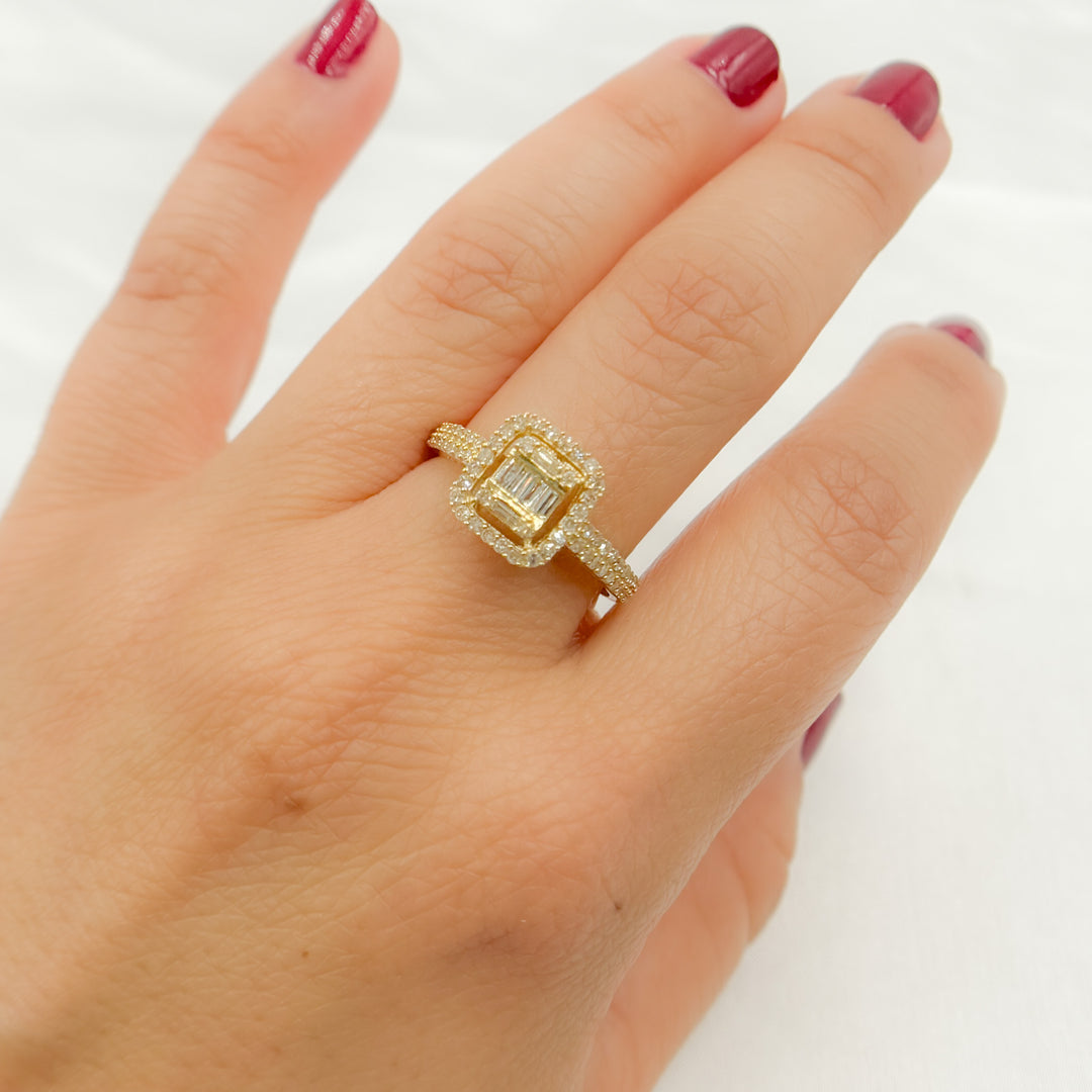 14K Gold Diamond Square Ring. TJ0005