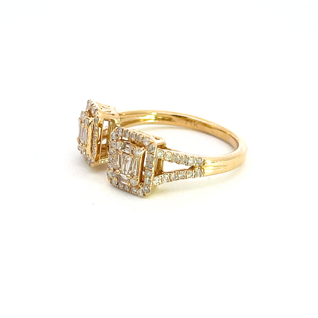 14K Solid Gold Rectangle Diamond Baguette Ring. RFI17435
