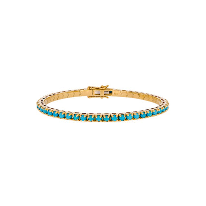 BNZ68424TQ. 14K Solid Yellow Gold Turquoise Bangle