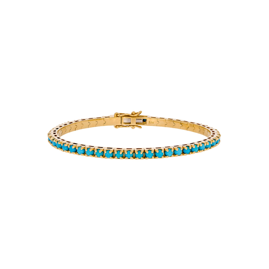 BNZ68424TQ. 14K Solid Yellow Gold Turquoise Bangle