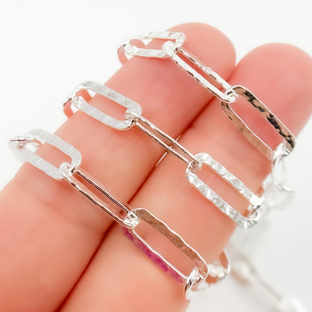 Buy Silver Hammered Paperclip Link Chain