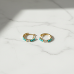 Load image into Gallery viewer, EHE57441. 14K Solid Gold Diamonds and Gemstone Hoops