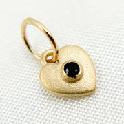 14K Solid Gold Heart Charm with Gemstone