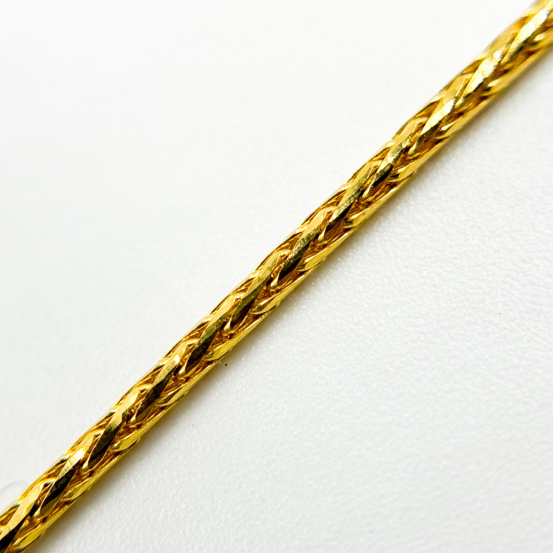 TRE004. 14k Solid Yellow Gold Wheat Chain