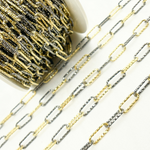 Load image into Gallery viewer, 925 Sterling Silver Gold Plated &amp; Black Rhodium Diamond Cut Paperclip Chain. V9GB
