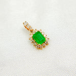 Load image into Gallery viewer, 14K Solid Gold Diamond and Emerald Rectangle Charm. PN113006Y14EM1
