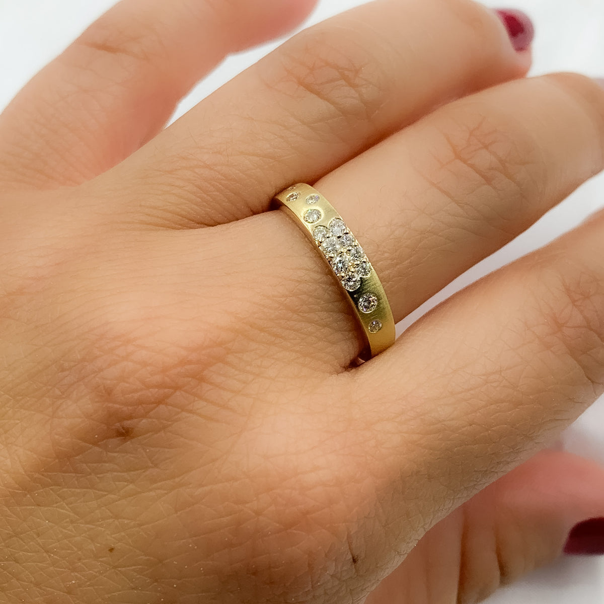 14K Solid Gold Diamond and Multi Sapphire Band Ring.