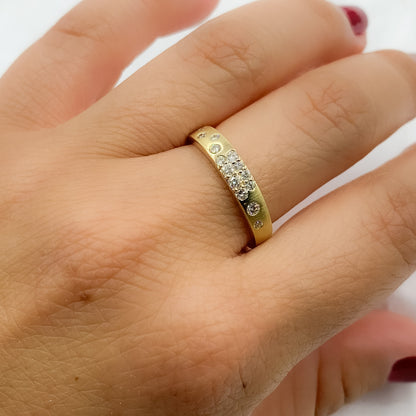 14K Solid Gold Diamond and Multi Sapphire Band Ring.