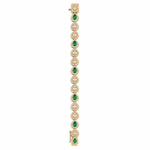 Load image into Gallery viewer, BR404121. 14K Solid Gold Diamond and Emerald Fancy Bracelet