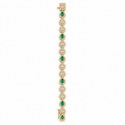 BR404121. 14K Solid Gold Diamond and Emerald Fancy Bracelet