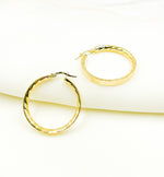 Load image into Gallery viewer, GER2. 14K Solid Gold Textured Hollow Hoops Earrings