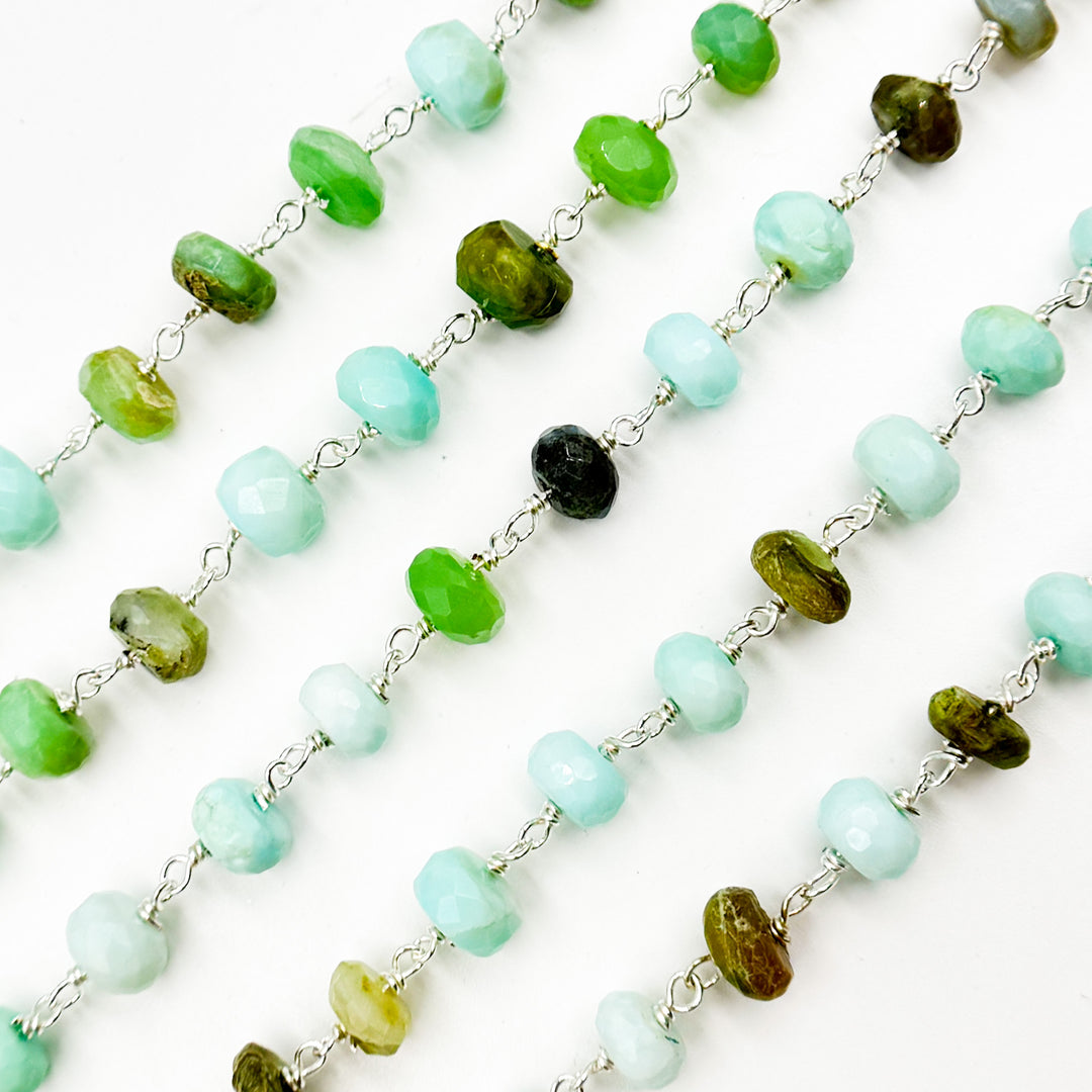 PO14. Peruvian Opal Sterling Silver Wire Chain
