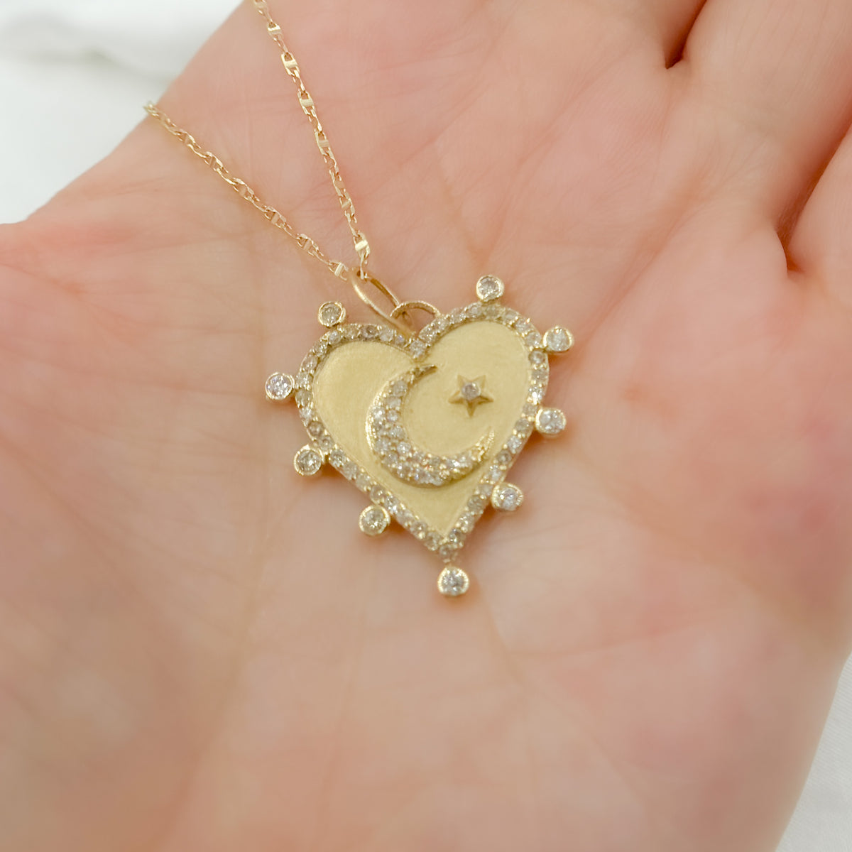 14k Solid Gold Diamond Heart Charm. GDP661