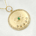 Load image into Gallery viewer, 14K Solid Gold with Diamonds Circle Shape with Eye Charm. GDP106
