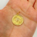 Load image into Gallery viewer, 14K Solid Gold Charm Circle Pendant with Diamonds. GDP256
