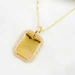 Load image into Gallery viewer, PFF32664Y. 14K Solid Gold Rectangle Shape Charm with Diamonds