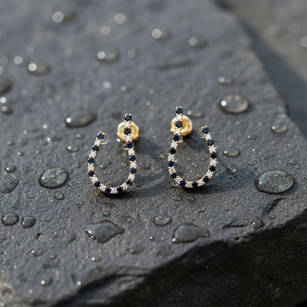 ER417873. 14k Solid Gold Diamond and Gemstone Fancy Earrings