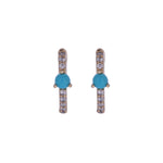 Load image into Gallery viewer, CE97354TQ3. 18K Solid Gold Diamond &amp; Turquoise Earrings