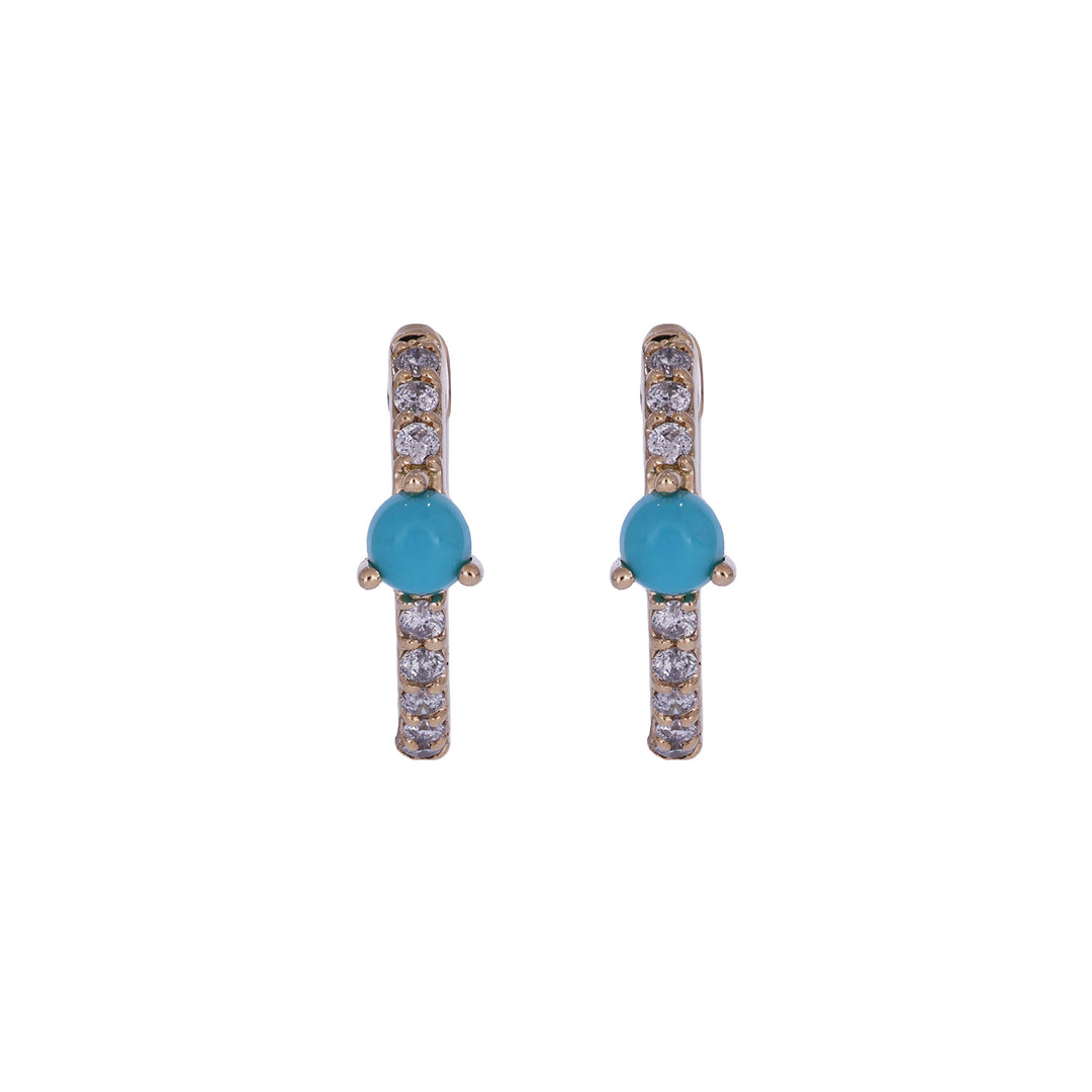 CE97354TQ3. 18K Solid Gold Diamond & Turquoise Earrings