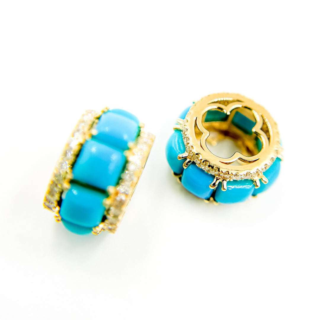 CMG00241TQ. 14K Solid Gold Diamond and Turquoise Slider Charm