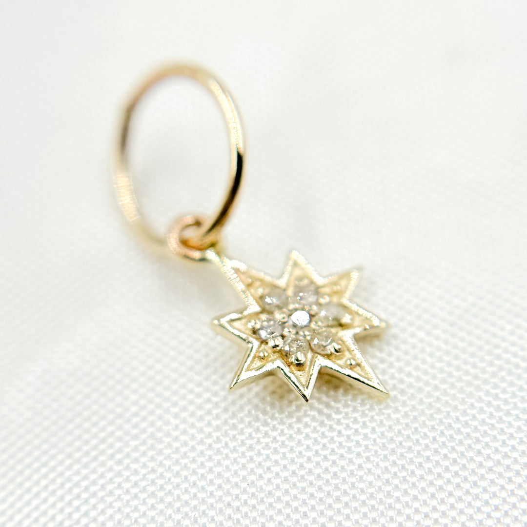 GDP458. 14K Solid Gold Diamond Star Charm